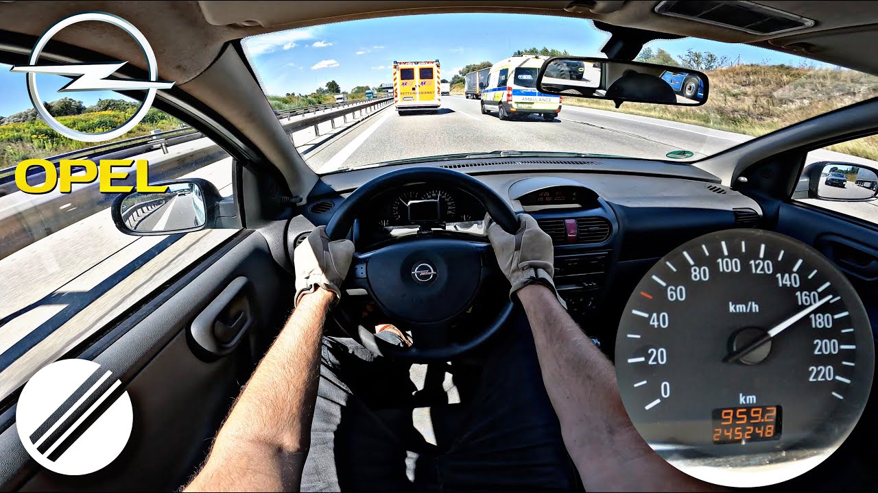 2001 OPEL CORSA C 1.0 TOP SPEED DRIVE ON GERMAN AUTOBAHN 🏎