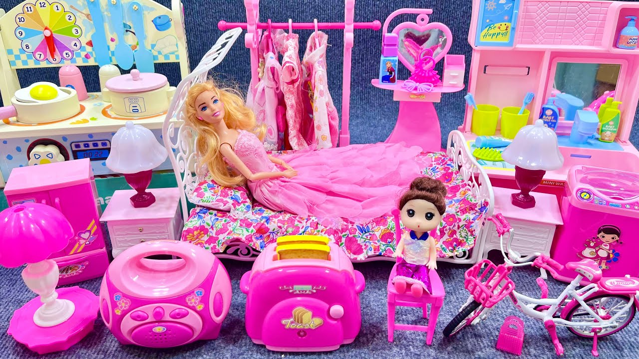 11 Minutes Satisfying with Unboxing Pink Bedroom Kitchen Appliances Collection Review Toys | ASMR