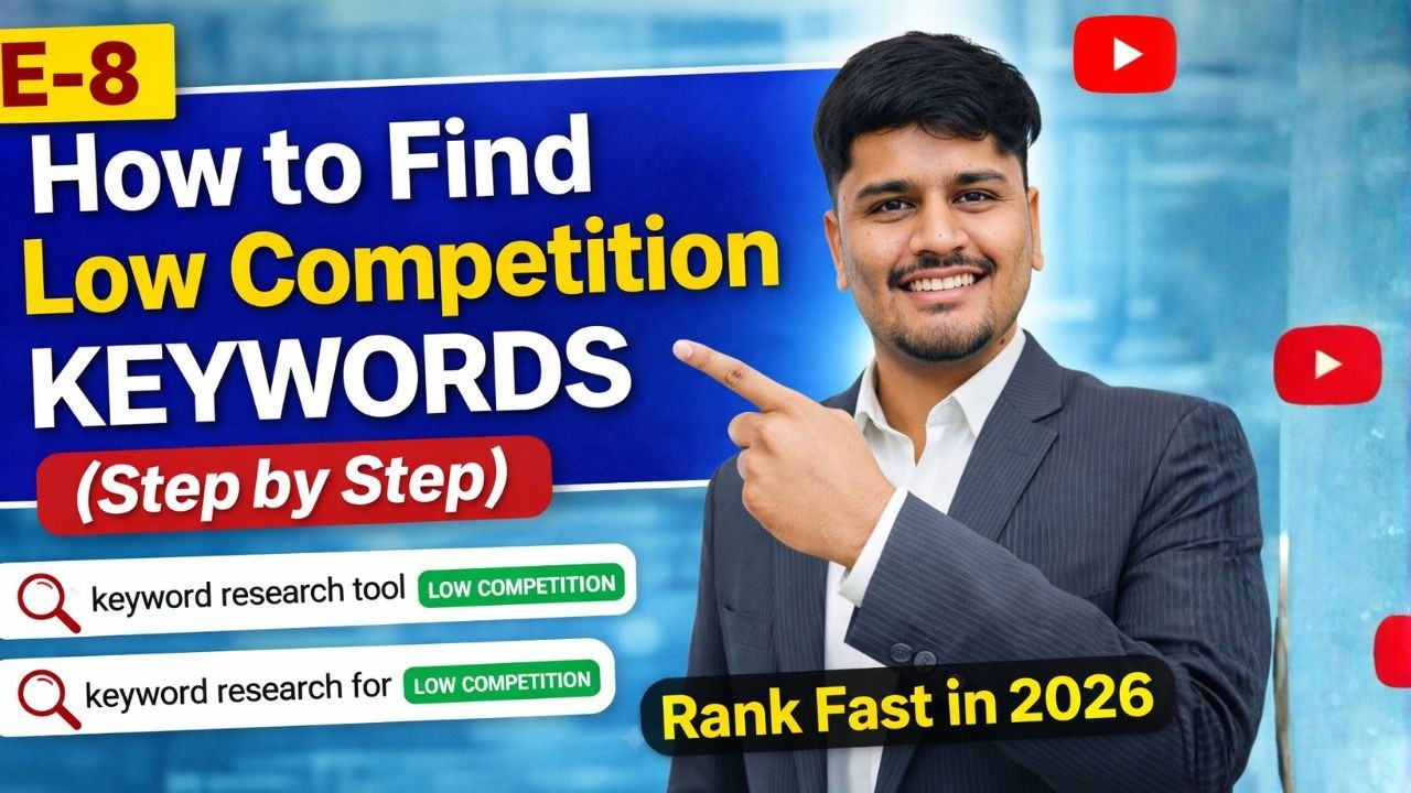E-8 | How to Find Low Competition Keywords (Step by Step) | Rank Fast in 2026