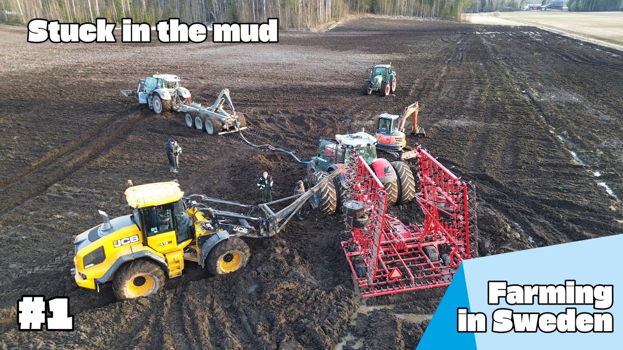 Massey-Ferguson 8740 | STUCK IN THE MUD in Sweden | Farming in Sweden #1