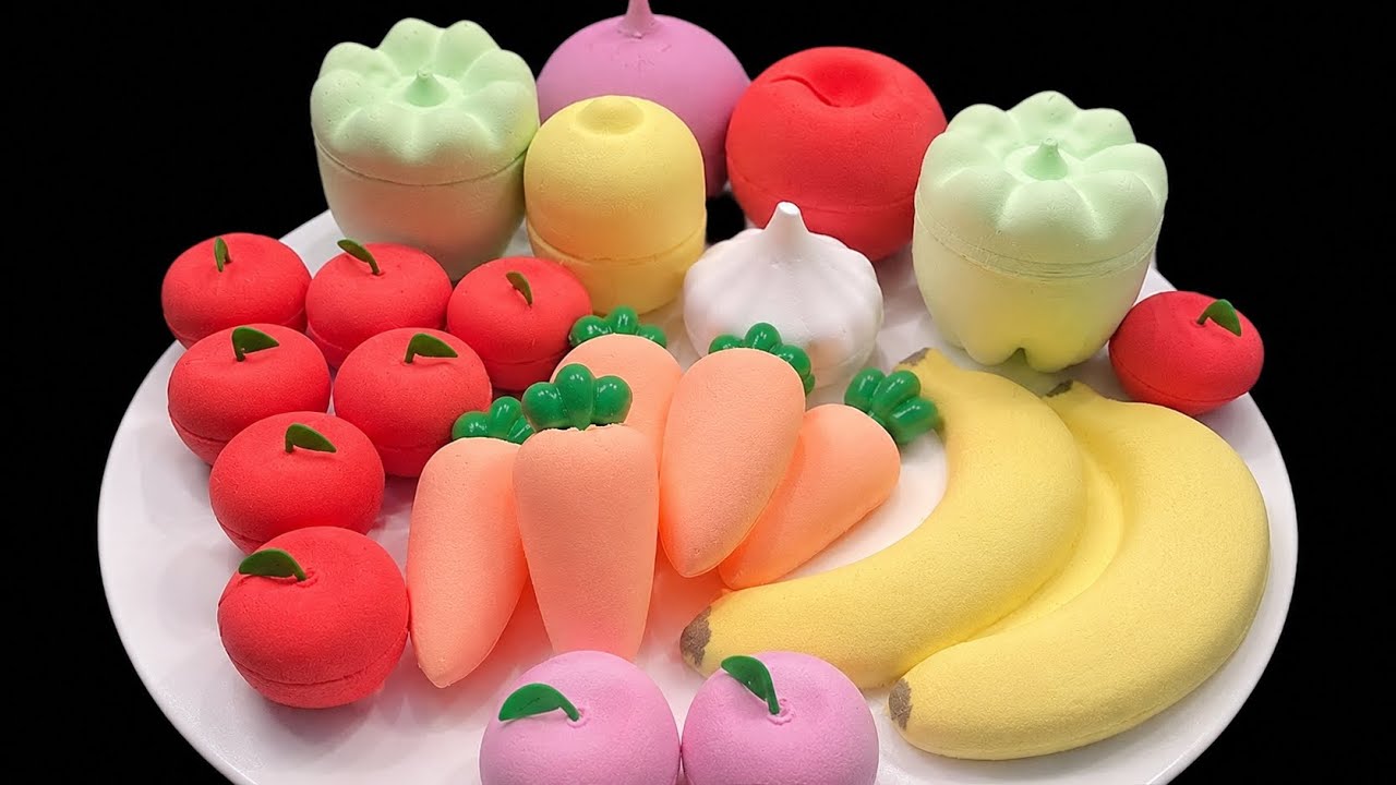 Vegetarian🍎🥕🫑🍋🍅🍌🧄baking soda asmr