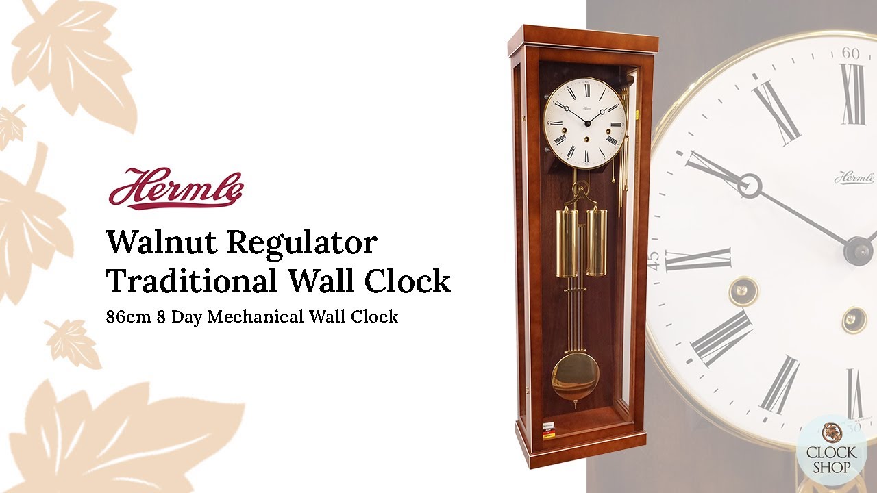 86cm Walnut 8 Day Mechanical Regulator Wall Clock By Hermle