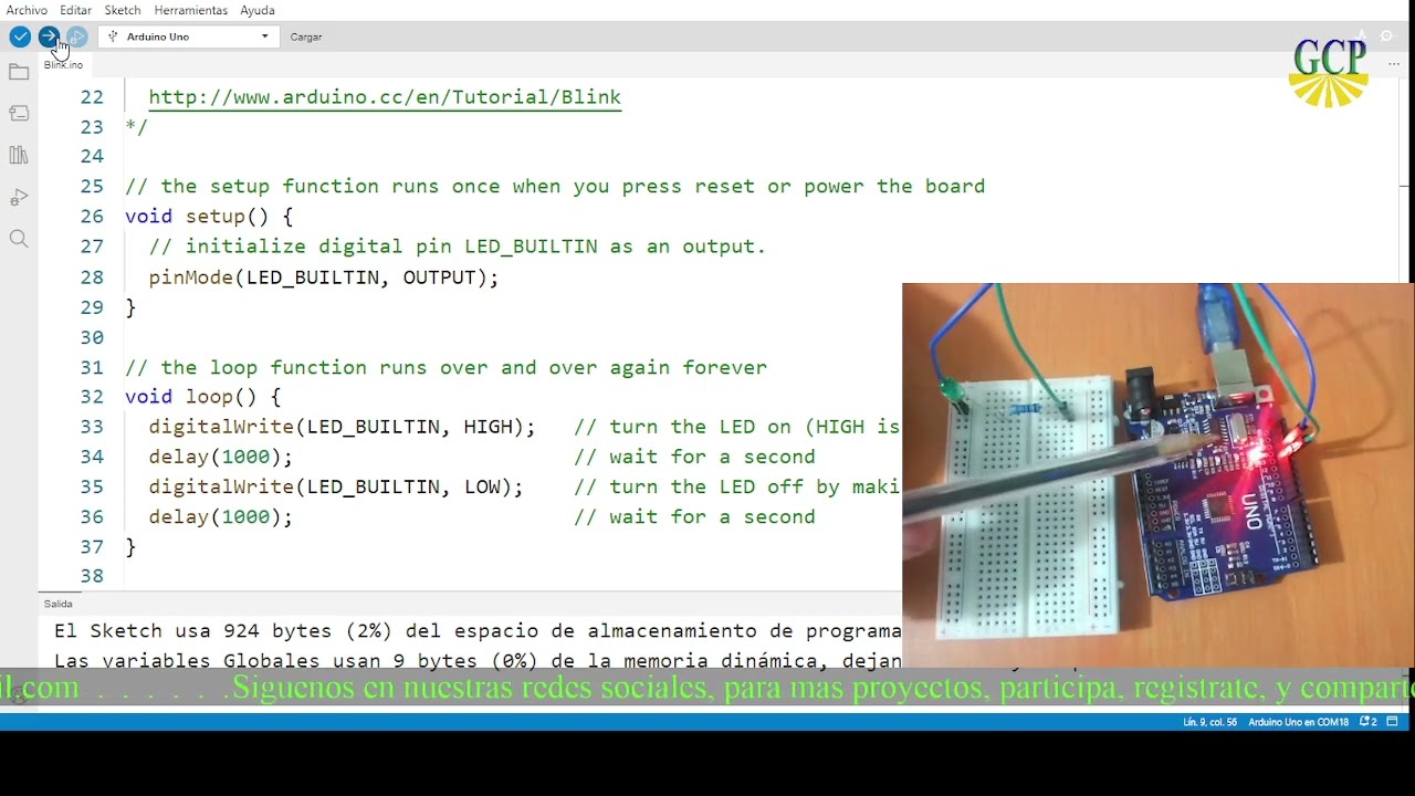 Ejemplo Blink de arduino