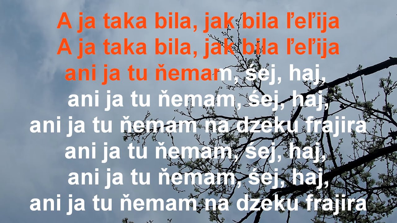 A ja taka čarna - folklór - šarišská ľudová pieseň - slova piesne a melódia bez spevu - karaoke