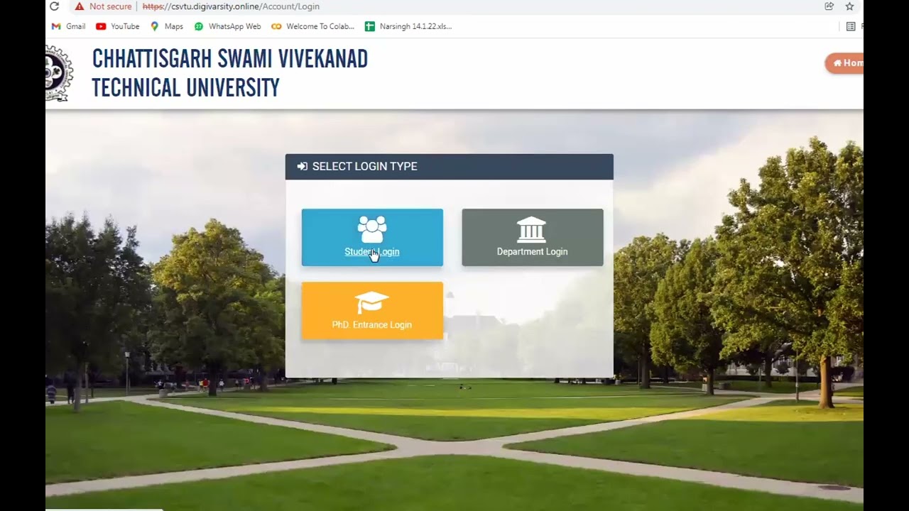 Exam form opening for 5th sem B.tech students of CSVTU in digiversity portal
