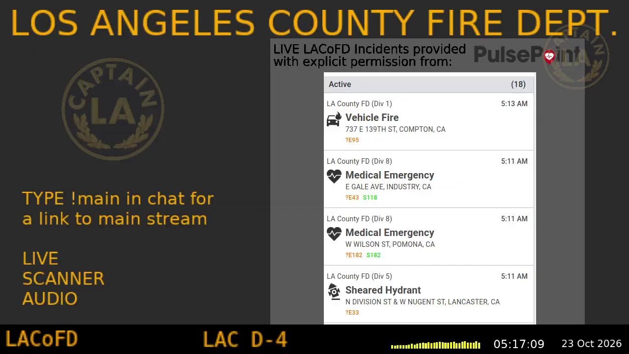 LA County Fire - *Live* LACoFD Scanner - LA Captain -  - S9 - 22-Oct-2026