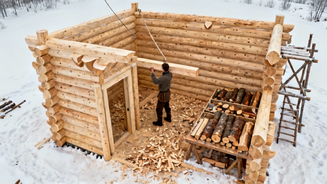 Man Builds a Log Cabin in the Woods | From Start to Finish | Timelaps by @SurvivalFarNorth