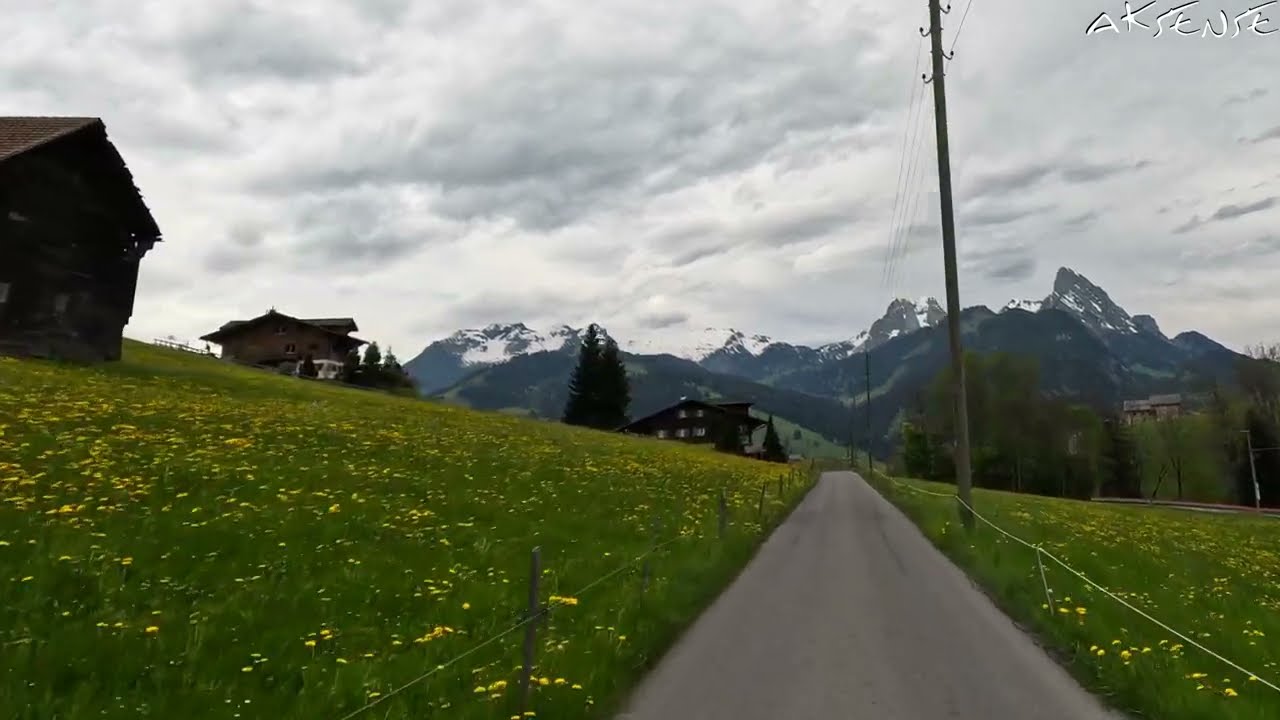 Countryside of Switzerland - Gstaad region - Car drive view | 4K 60fps hdr video