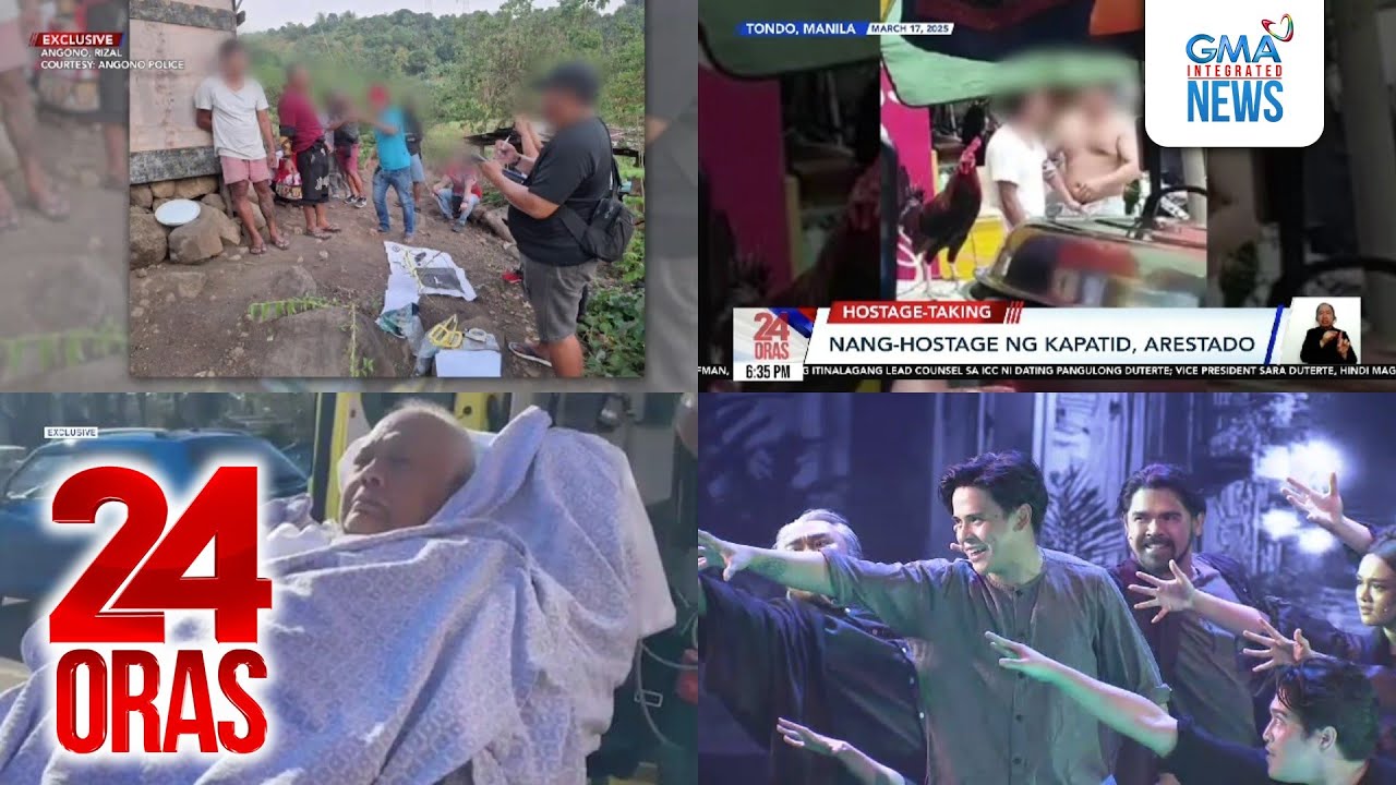 24 Oras: (Part 1) Umano'y lider ng grupong nagbabagsak ng droga sa Angono, nakipagbarilan..., atbp.
