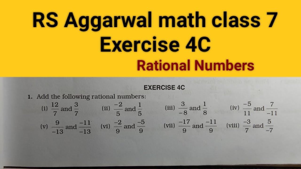 RS Aggarwal math class 7 exercise 4C ।। Class 7 exercise 4C RS Aggarwal math solution । Rational