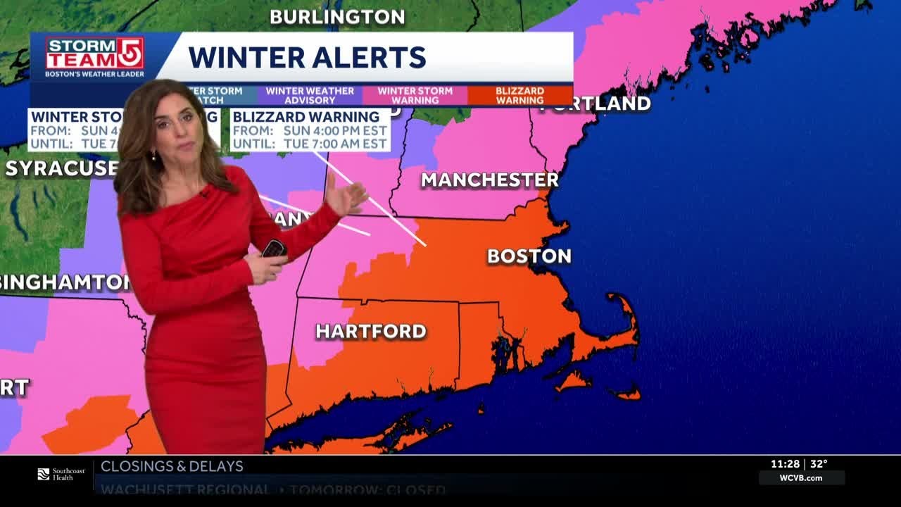 Video: Blizzard warning extended into central, parts of   western Mass.