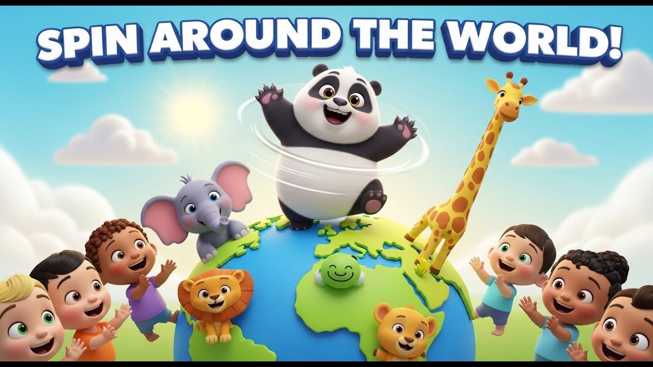 Panda Bear Spinning Around the World 🐼🌍🎵 Fun Baby Song