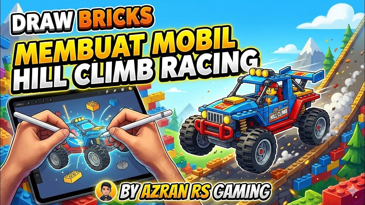 Draw Brick membuat mobil hill climb racing by Azran RS gaming, yuk tonton sampai habis ya!!!