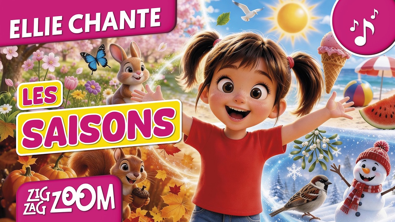 🎵 Ellie chante : Les saisons – Chanson éducative pour enfants (printemps, été, automne, hiver)