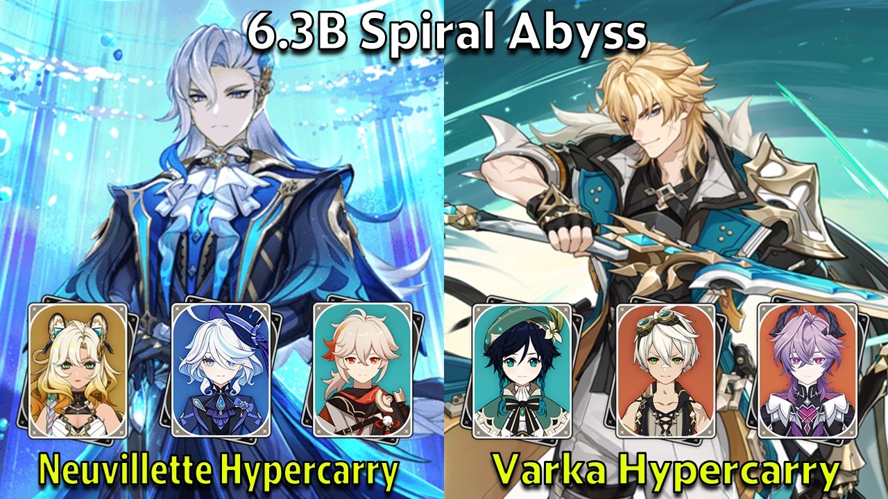 C0 Neuvillette Hypercarry & C0 Varka Hypercarry - Genshin Impact 6.3-6.4 Spiral Abyss Full Clear