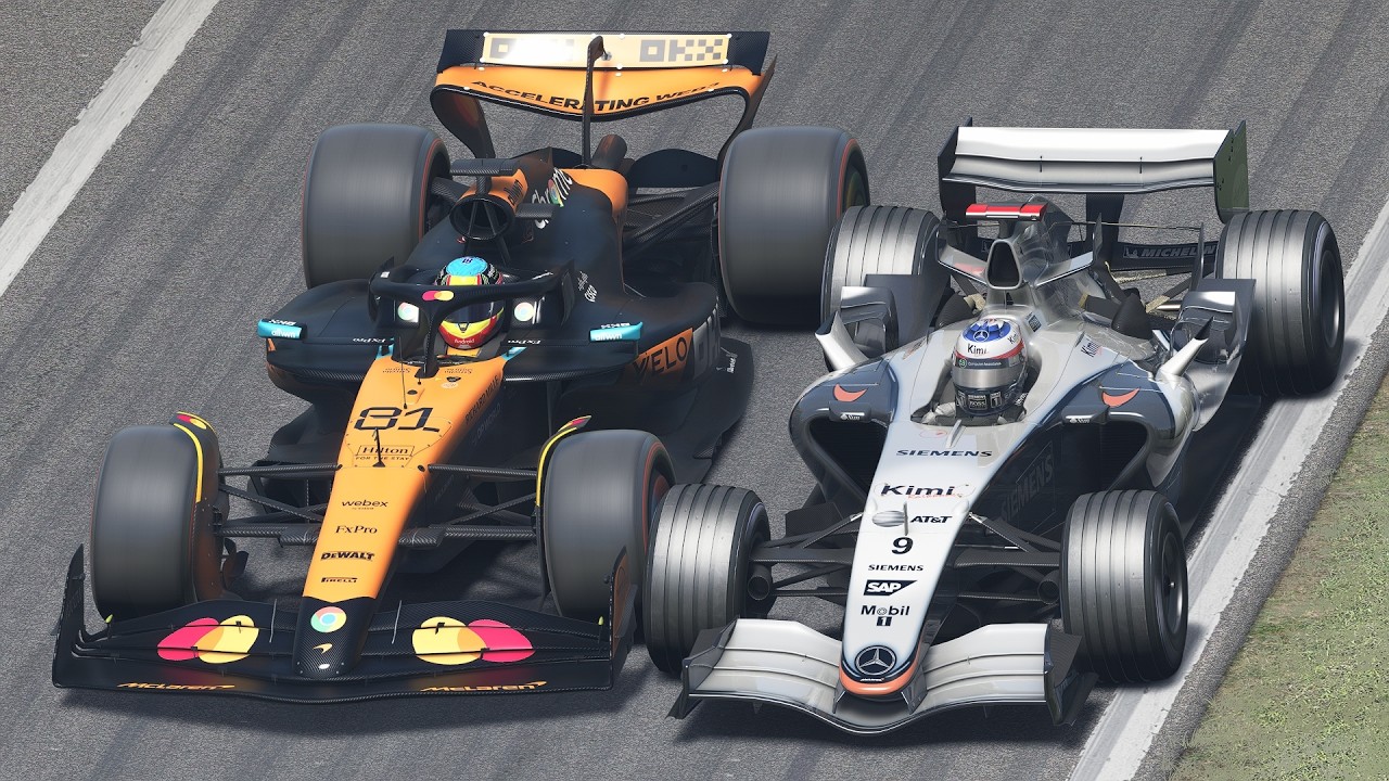 Oscar Piastri vs Kimi Räikkönen | 2025 McLaren MCL39 vs 2005 McLaren MP4-20 | F1 at Monza