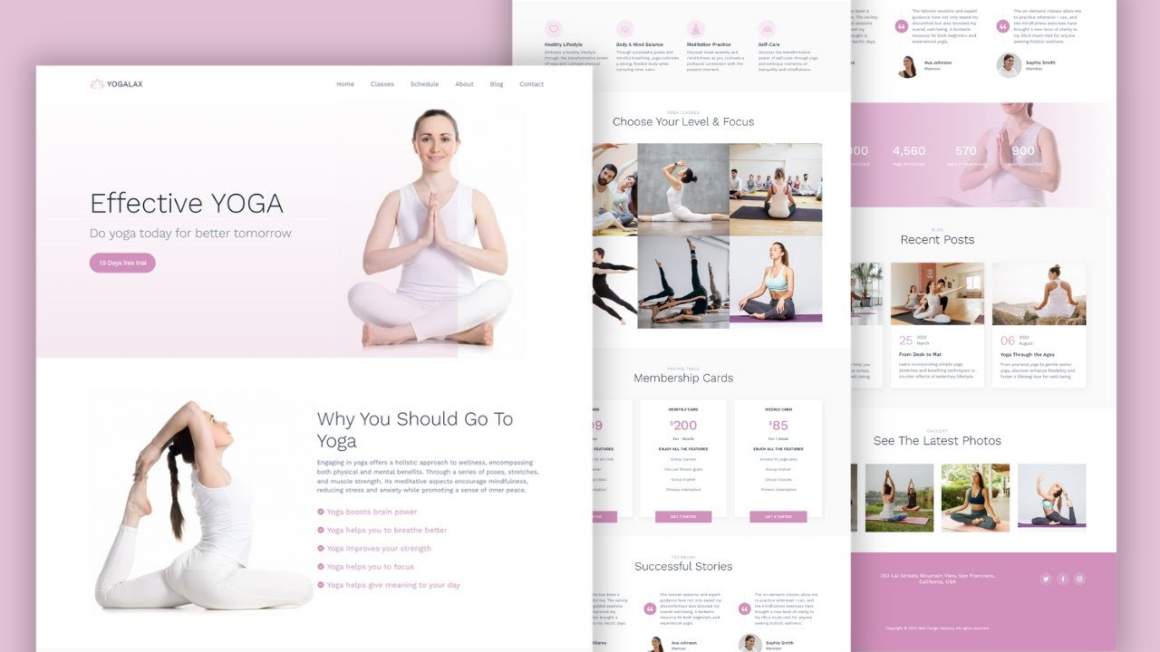 Design A Yoga Classes Landing Page Using HTML CSS & JavaScript With ScrollReveal Animations