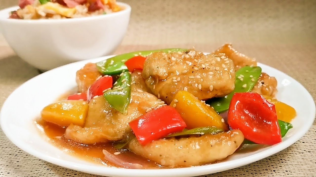 Pollo agridulce. Chifa peruano. Chicken chinese recipe. Курица в кисло-сладком соусе.