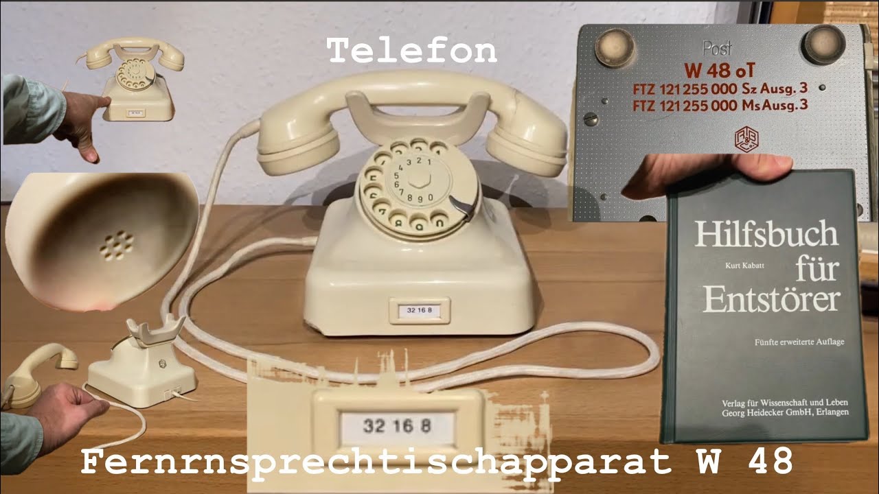 Fernsprechtischapparat W 48 - Telefon - Elfenbein, aus der frühen Bundespostzeit in Westdeutschland