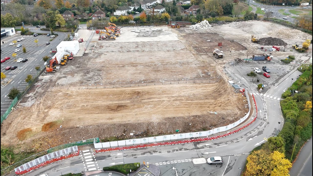 November 2024 - Brighton Hill Retail Park, Basingstoke - all the buildings have gone, drone update 2