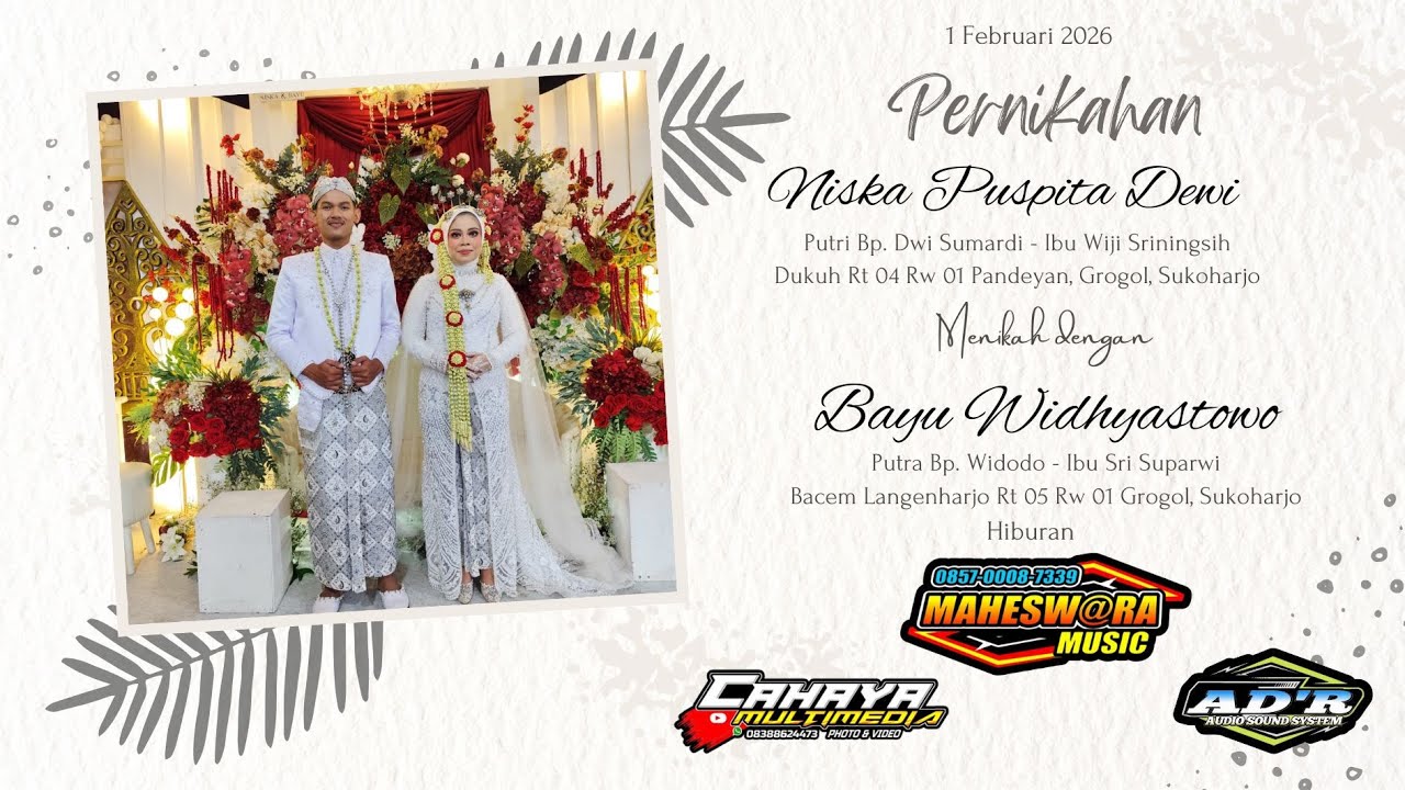CAHAYA LIVE//WEDDING  NISKA & BAYU // MAHESWARA MUSIC // ADR SOUND// 1 -2-2026
