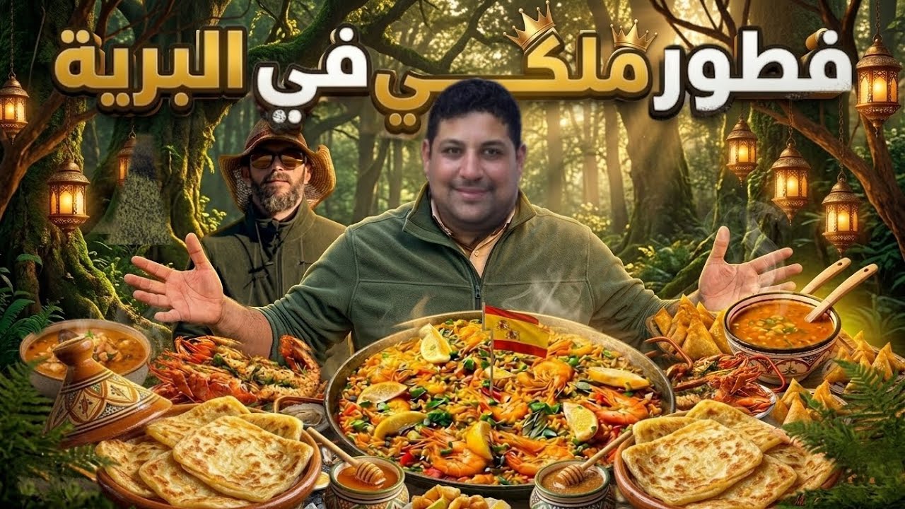فطور ملكي وسط الغابة 🔥 بايلا إسبانية + حريرة + مسمن معمر | جلسة رائعة مع الأصدقاء