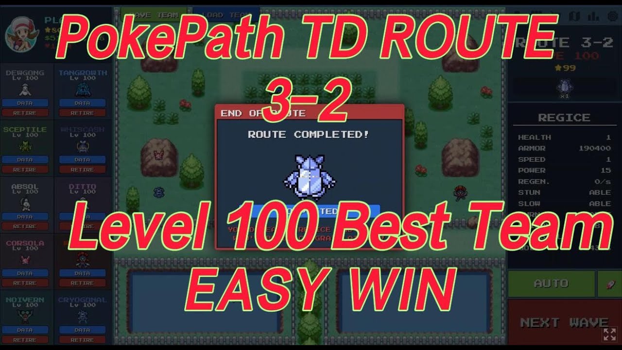 PokePath TD Rout 3-2: Best Team(Dewgong Carry Strategy VS Regice)