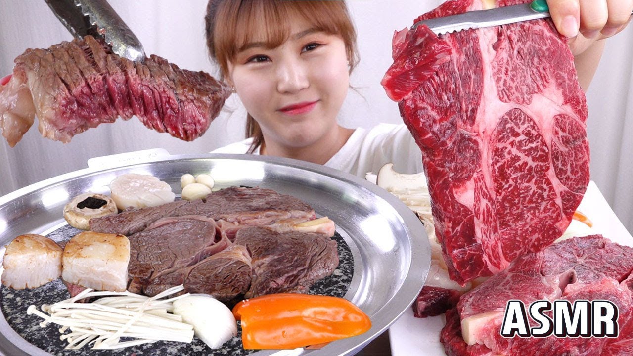 ASMR Mukbang｜1등급 한우 등심과 키조개 관자를 구워서 맛있게 냠냠!! 리얼사운드 먹방~ ^^*