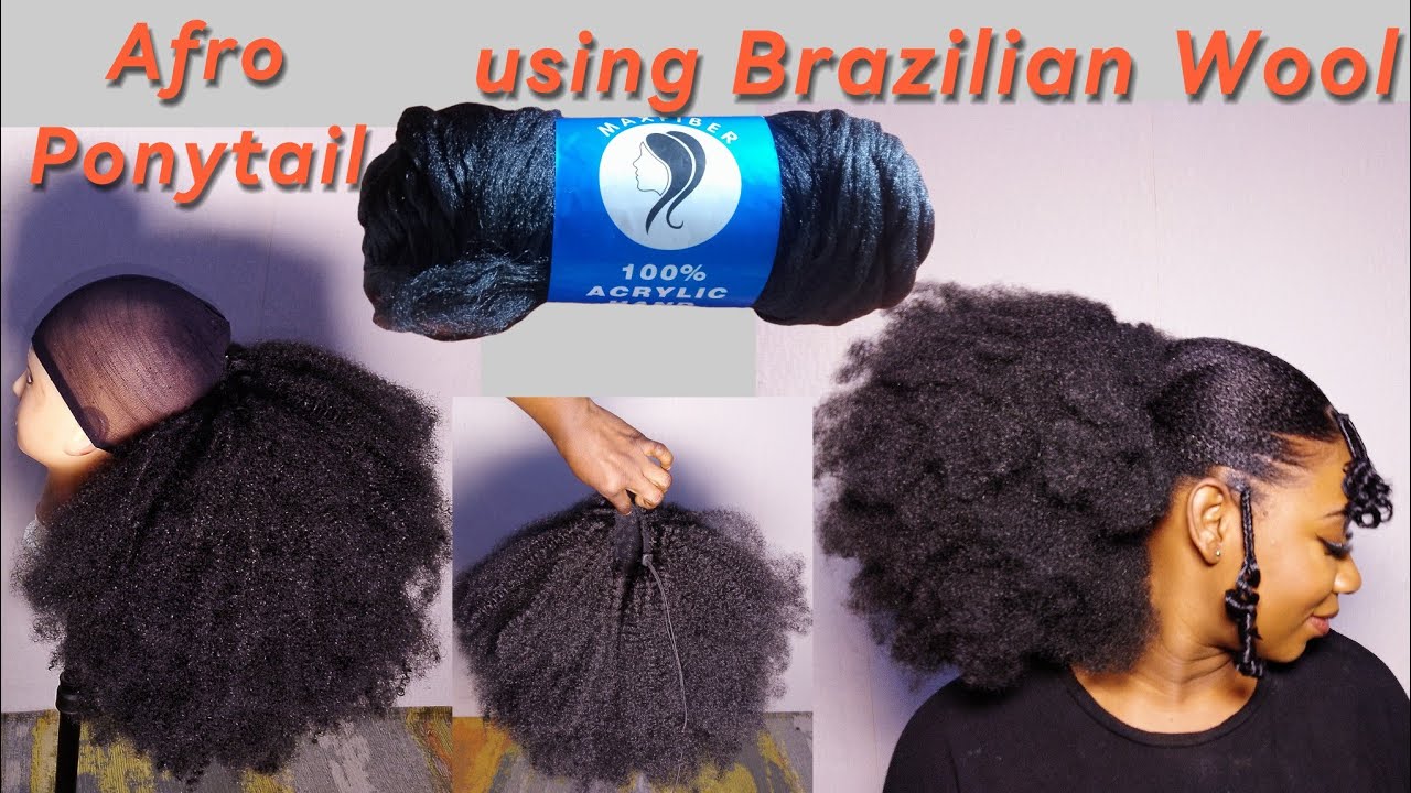 She Did It😲| Jumbo Afro Ponytail Made From Brazilian Wool. Step-by-Step #afro #handmade #diy
