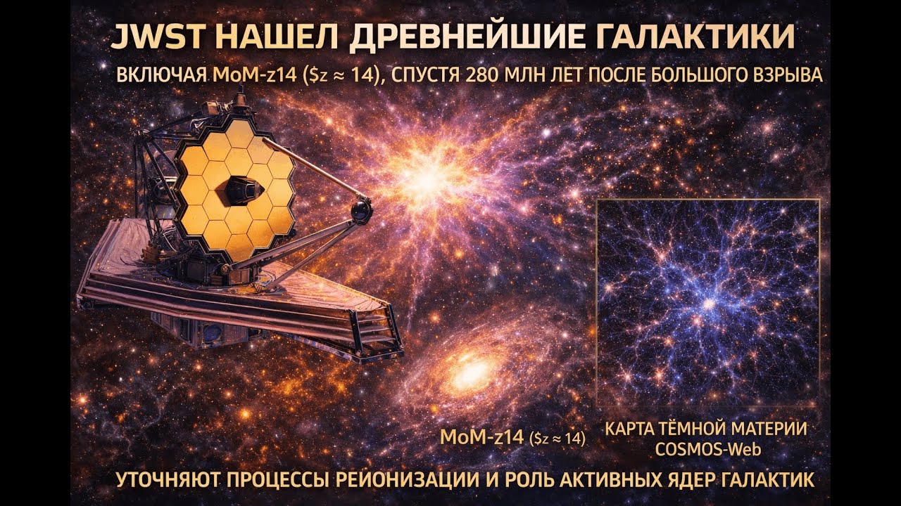 Новый РЕКОРД Джеймса Уэбба: Галактика MoM-z14 и Детальная Карта Темной Материи!