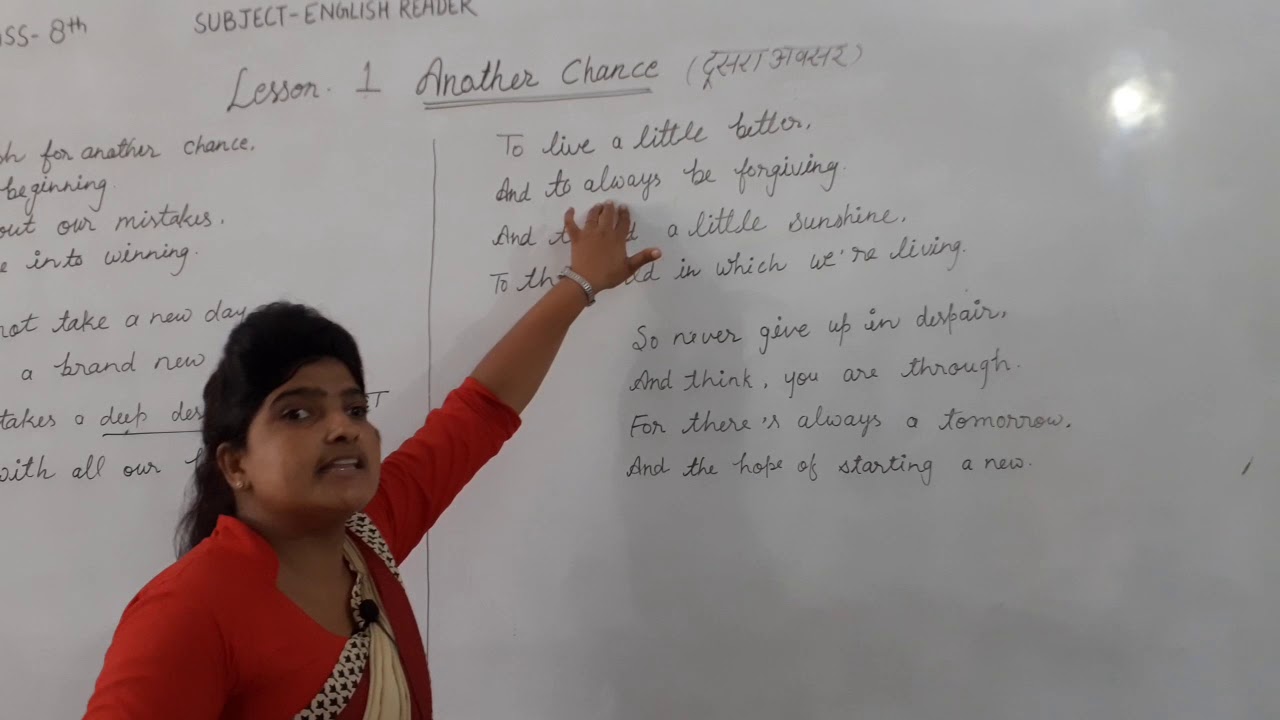 class 8th english reader lesson 1 ,another chance