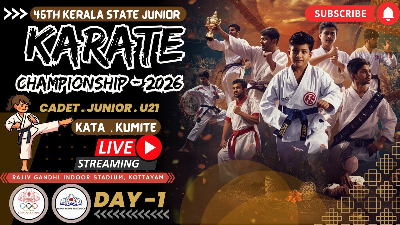 LIVE: 46th Kerala State KARATE championship | CADET | JUNIOR | U21 | DAY 1 |Kottayam |Jan 10&11 2026