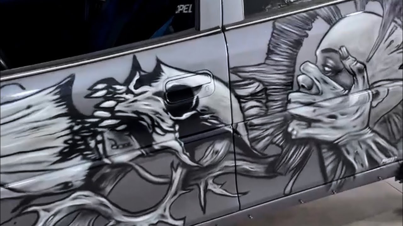Airbrush Custom Car Painting | Step by Step Design Process #airbrush #howto #art 
