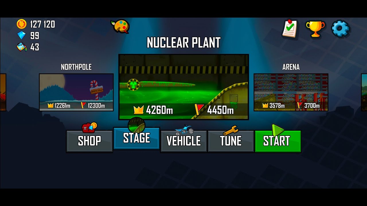 Hill Climb Racing (2012) - Nuclear Plant - All Vehicles and All Records