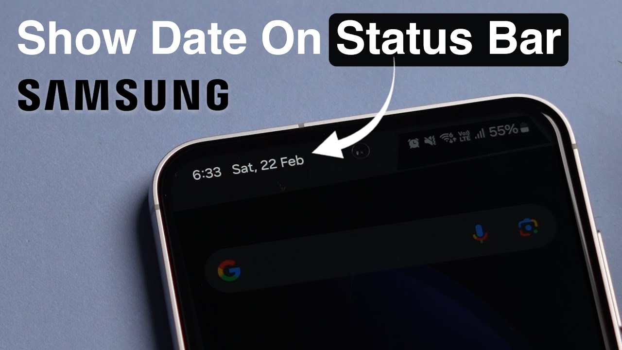 Как отобразить дату в строке состояния телефона Samsung?