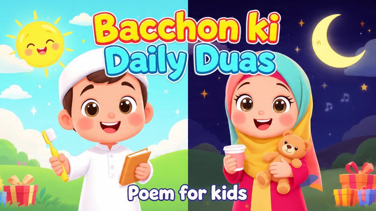 Daily Duas for Kids 🌞🌙 | Morning to Night Islamic Duas | Hindi Urdu Kids Rhyme