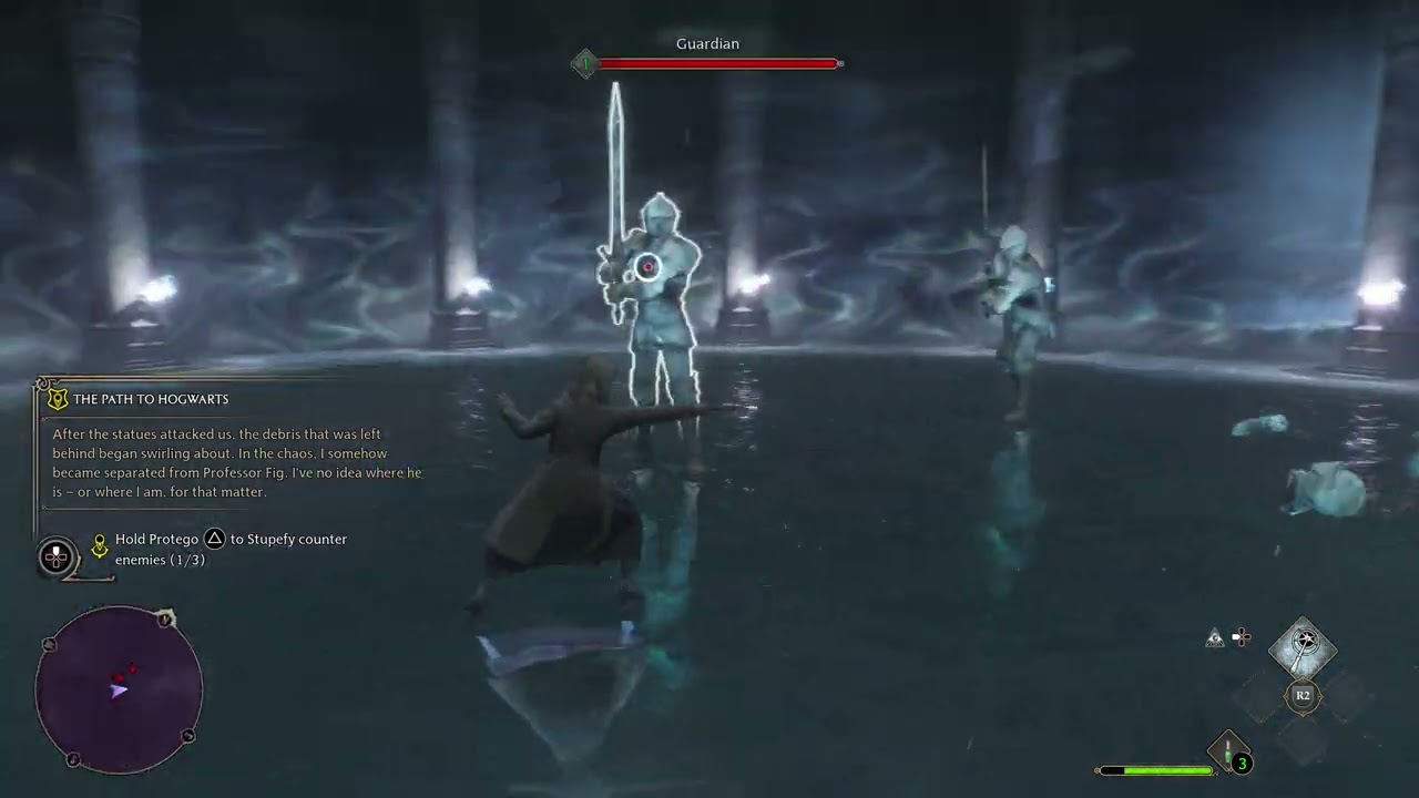 Hogwarts Legacy Use Protego Stupefy Stun the Statues