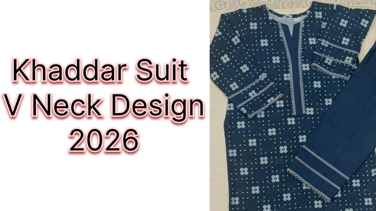 New Design 2026 Khaddar Suit With V Neck Design Part 2