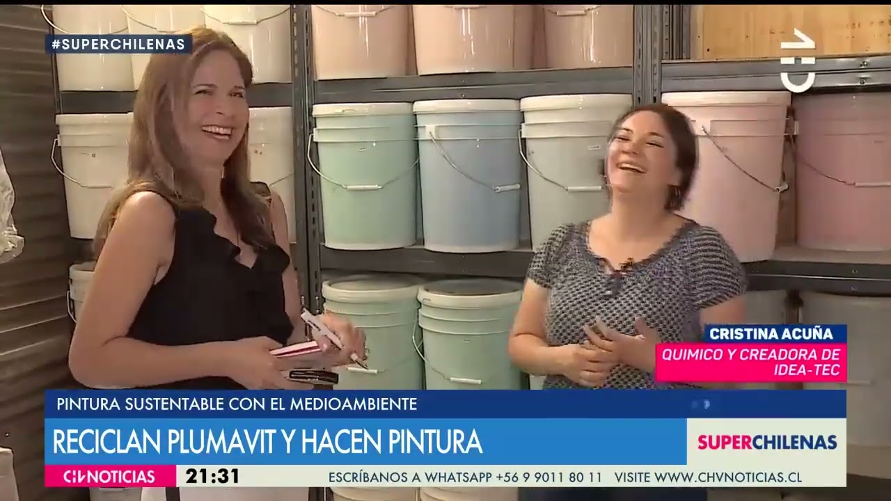 CHV Noticias. Idea-Tec transforma plumavit en pinturas