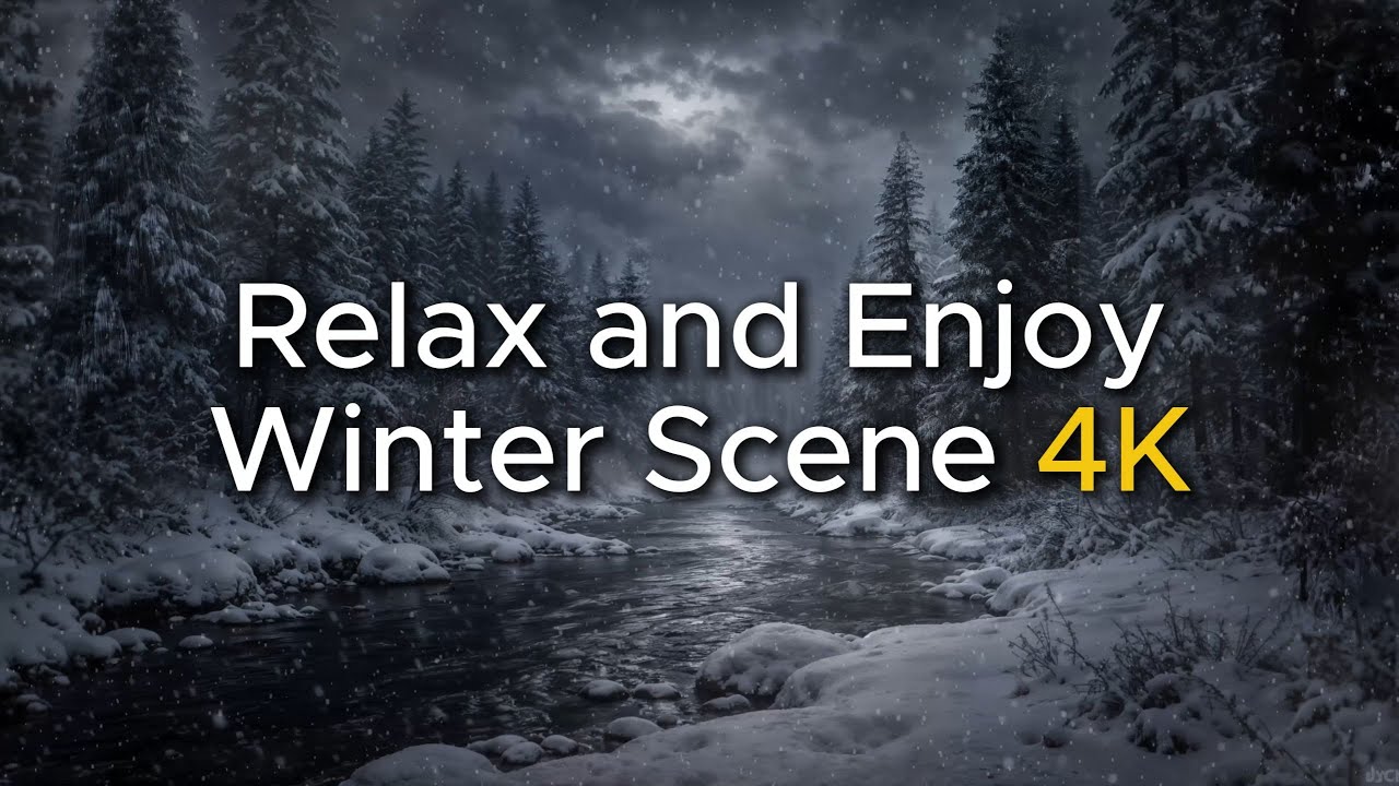 Winter Night Snowfall ❄️ Cozy Forest Ambience | Live Wallpaper | Fall Asleep Fast | 4K