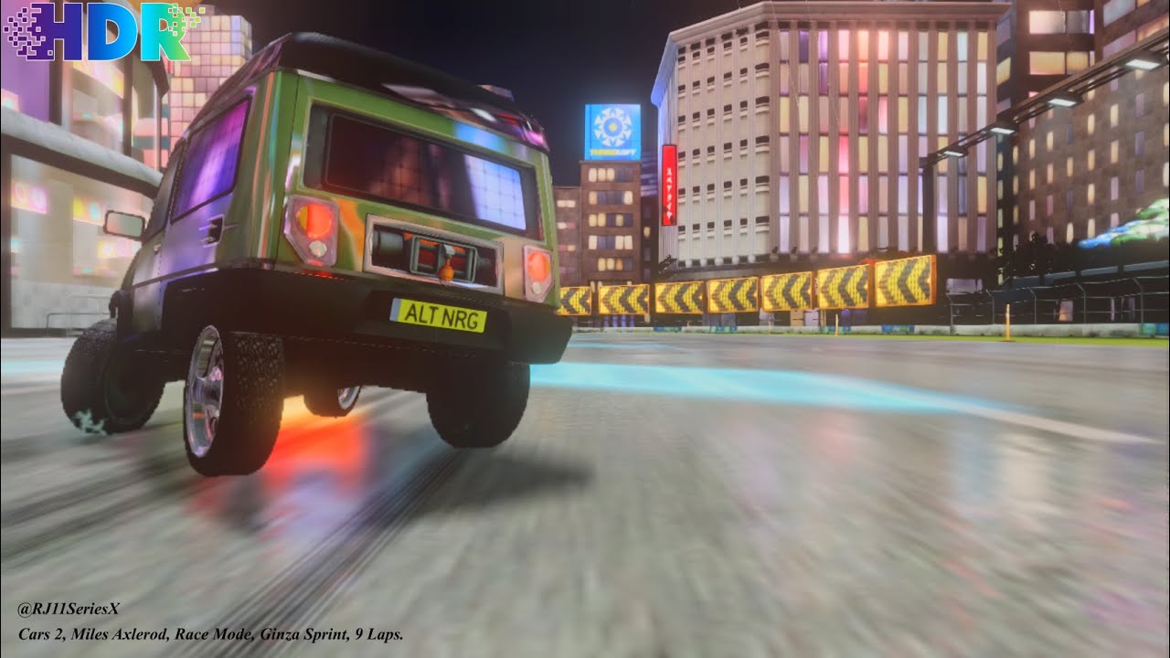 [HDR] Cars 2, Miles Axlerod, Race Mode, Ginza Sprint, 9 Laps.