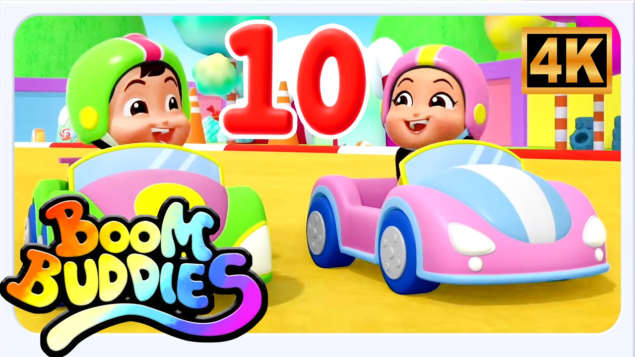 Race & Count with Ten Little Cars, Nursery Rhyme for Toddlers