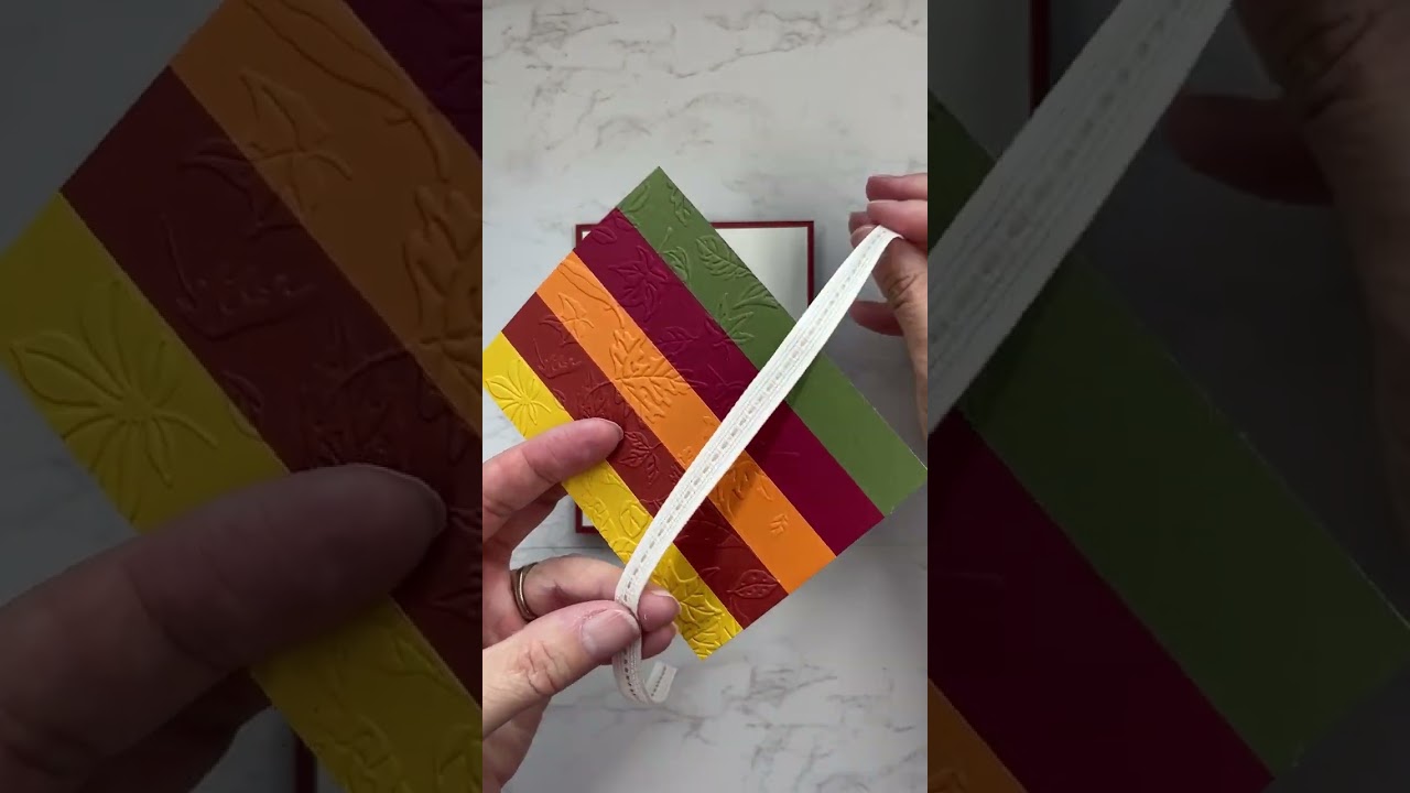Autumn Leaves Paper Strip Embossed Card
