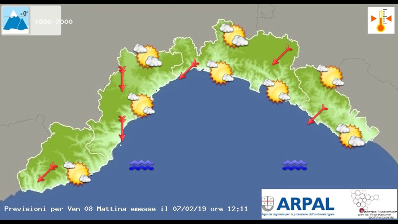 7 febbraio 2019, le video previsioni del Centro Meteo Arpal