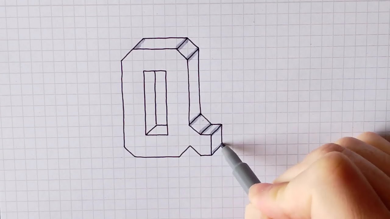 Zeichne Buchstaben in 3D - Buchstabe Q