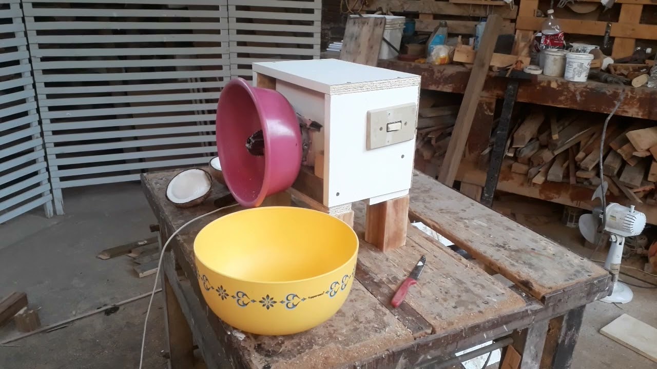 raspador de Coco feito com motor de ventilador, ideia excelente
