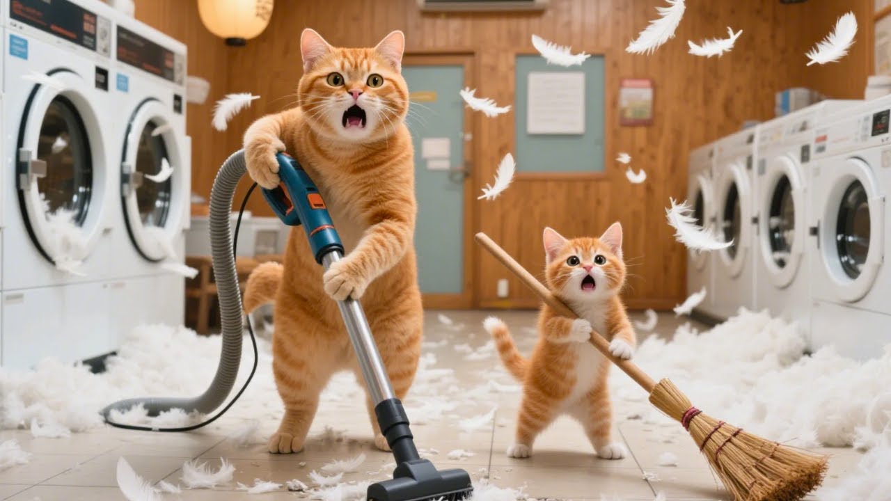 Ginger Helps Mom Do the Laundry 😱, What Will Mama Cat Do?😿