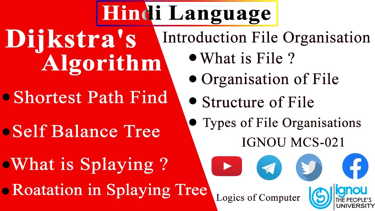 Dijkstra's Algorithm || Introduction File Organization || Ignou MCS 021 Last Unit