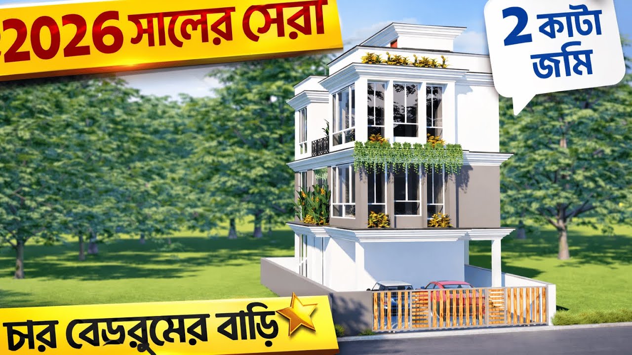 দুই কাঠা জমিতে স্বপ্নের চার বেডরুমের বাড়ি | Best Small Plot House Design | ghar bari|ঘর বাড়ি