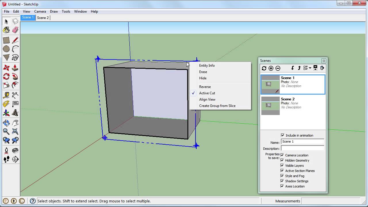 SketchUp: Section Planes Cut View and Scenes